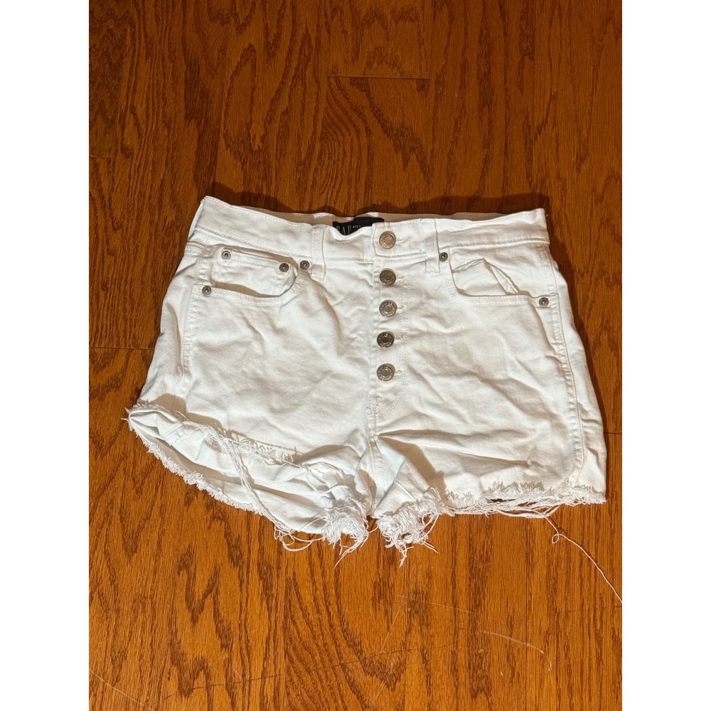 Gap Denim Shorts Womens 4/27 3.5" White High Rise Button Fly Raw Hem Summer GUC